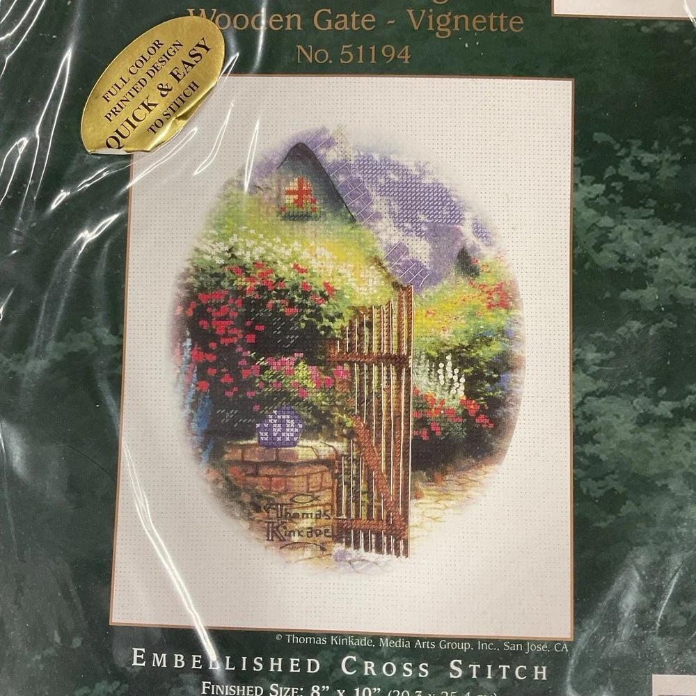 Candamar Design Thomas Kinkade Hidden Cottage Wooden Gate Cross Stitch Kit 51194